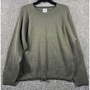 Geoffrey Beene Sweater Olive Green Ribbed Raglan Cotton Mens XL